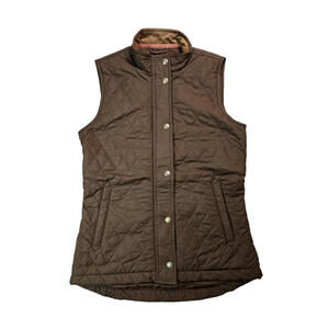 Tom Beckbe Loudoun Brown Quilted Zip Gilet Vest Womens Size Small S